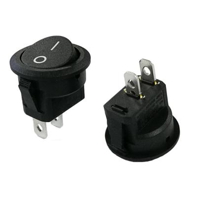 China Nylon+brass KCD1 16mm 2 PIN 2 Position SPST Round Rocker Switch Black ON-OFF Boat Power Switch 3A/250V for sale