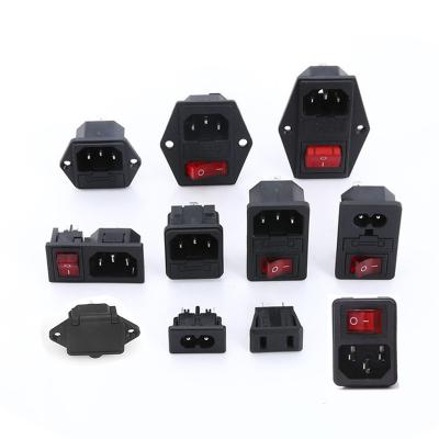 China Industrial AC Power Socket With AC-02A 3-in-1 Pin Plug Type With/Without Rocker Switch 2 Light 2pin Power Switch Socket for sale