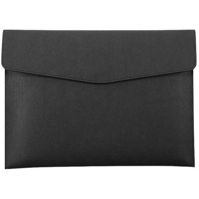 China Leather Waterproof Office PU Folder A4 Document Holder Folder Envelope Folder Case With Snap Closure Black for sale