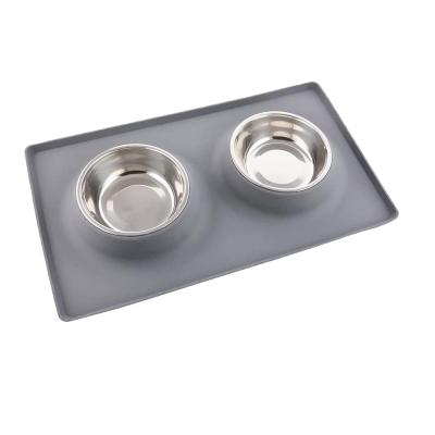 China Sustainable High Quality Collapsible Double Pet Food Silicone Travel Pet Bowls for sale