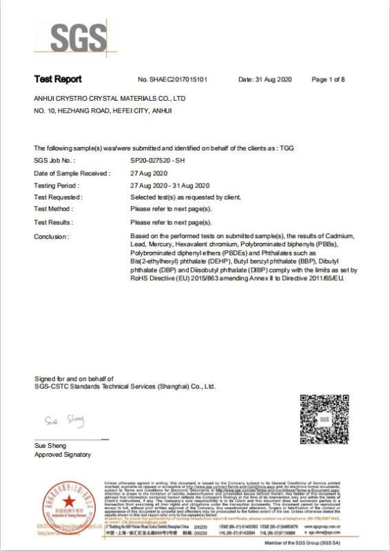 RoHS - ANHUI CRYSTRO CRYSTAL MATERIALS Co., Ltd.