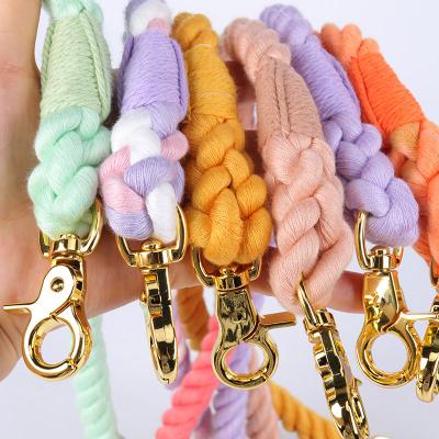 China Lovecolour Attractive Colorful Handmade Cotton Rope Dog Leashes Custom Braided Strong Pet Leads for sale