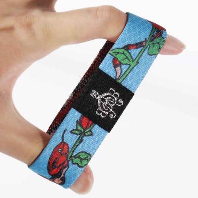 China Factory Wholesale Fashionable Woven Polyester Stretch Lovecolour Custom Wristbands Brand Fabric Sublimation Elastic Wristbands for sale