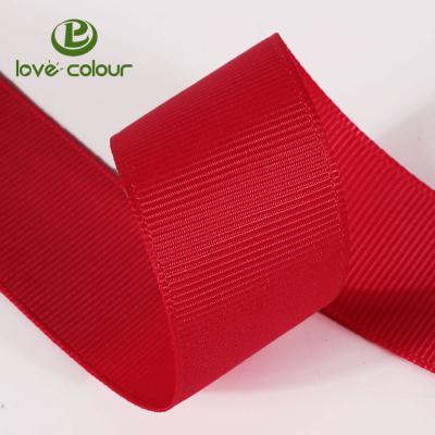 China Eco - Friendly Polyester Red Color Custom Soft Grosgrain Ribbon For Decoration for sale