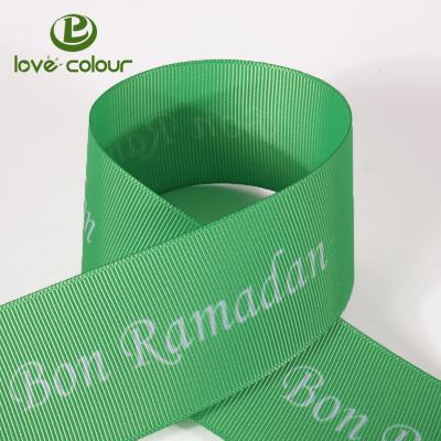 China Eco-friendly custom polyester printed grosgrain and satin ribbon with your logo for sale