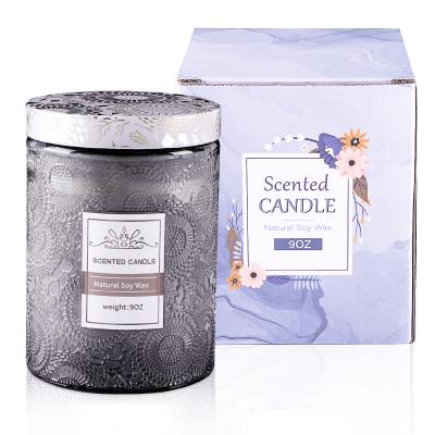 China Eco Friendly Souvenir Gift Gray Candle Glass Jar Handmade Fragrance Oil Scented Soy Wax Candle for sale