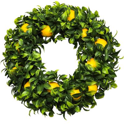 China Latest Design PVC Artificial Lemon Beautiful Spring Wreath for Indoor and Outdoor for sale