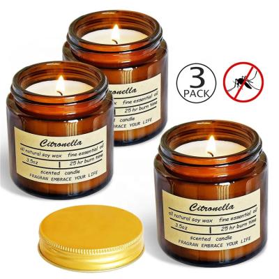 China Retro Kraft Paper Glass Drug Tank Aromatherapy Candle 3-piece Set of Soybean Wax Smokeless Scented Candle in Glass Jar for sale