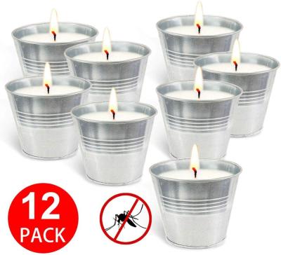 China New design High Quality Soy Wax Paraffin Wax Mosquito Repellent Bucket Outdoor Citronella Candle Set Of 12 en venta