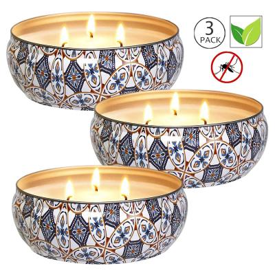 China 3 Wicks Scented Candle Citronella Plant Oil Mosquito Repellent Soy Aromatic Candles Sets of 3pcs for sale