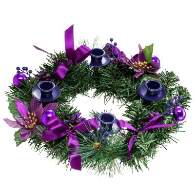 中国 Very Nice Violet Plastic Flower Christmas Wreath For Party Decoration Wreath Candlestick 販売のため