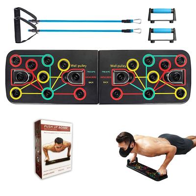 China Home Multifunctional Portable 10 In 1 Panel Push Up Bracket Lift Up Board With Pull Rope For Home Workout Exercise for sale