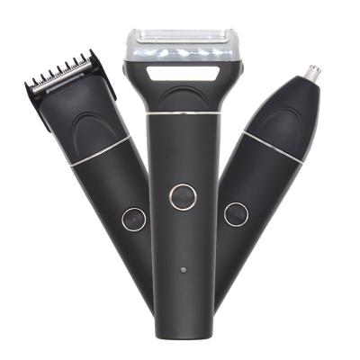 China New Rechargeable Cordless Triple Blade Fashion Hair Trimmer 3 in 1 Electric Shaver Trimmer Nose Hair Trimmer for sale