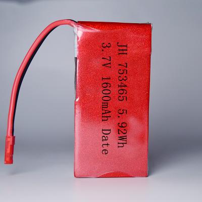 China Consumer electronics high rate lithium polymer 1600mah 3.7v 753465 rechargeable 753565 battery with PCB and wire for power tools for sale