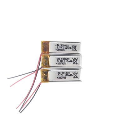 China Consumer Electronics 3.7V rechargeable 501032 501030 110 mAh 120 mAh lithium polymer battery for electronic product for sale