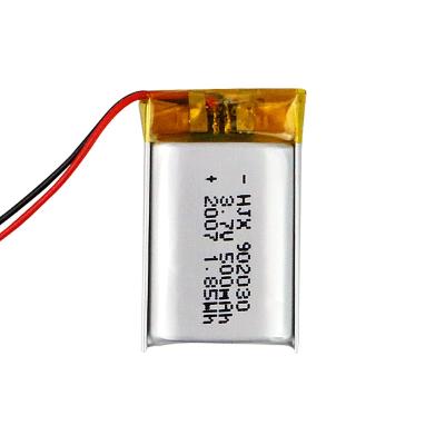 China Consumer electronics small rechargeable battery 500mah lithium polymer 3.7v lipo 902030 battery with JST connector for consumer electronics for sale