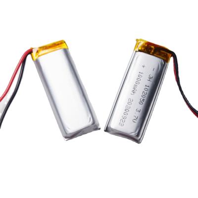 China Consumer electronics 3.7v 1000mah rechargeable 102050square lipo lithium polymer battery with JST connector for consumer electronics for sale