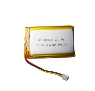 China Square consumer electronics 3.7v 3000mah lipo 104060 lithium polymer rechargeable battery with JST connector for consumer electronics for sale