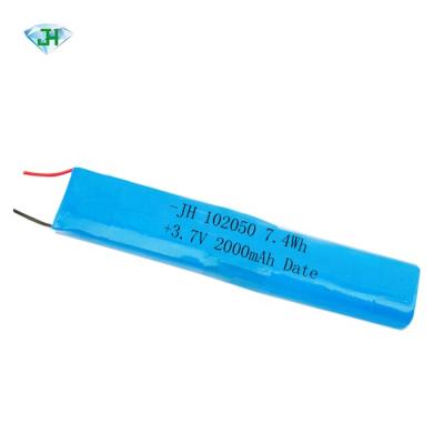 China Wholesale toys factory 3.7V 2000mah Li-ion battery 3.7v 102050-2P battery for LED light for sale