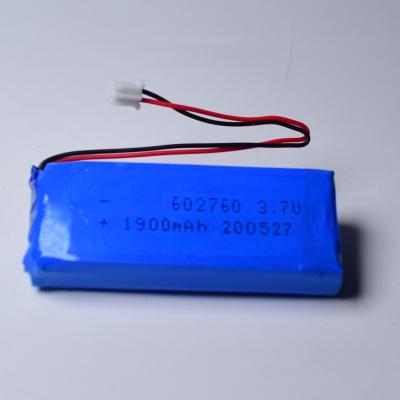 China Hot selling consumer electronics lithium polymer 1900mah 3.7v 602760-2p rechargeable battery for electronic product for sale