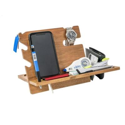 China Adjustable Wooden Phone Docking Station for Men Nightstand Organizer Watch Charging Stand Bedside Table Organizer for sale