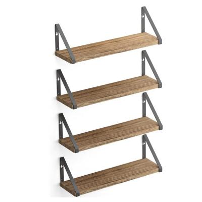 China Adjustable Rustic Wood Wall Decor Wall Mounted Wooden Floating Shelves (Other) Storage Shelves Metal Floating Shelf Bracket for sale