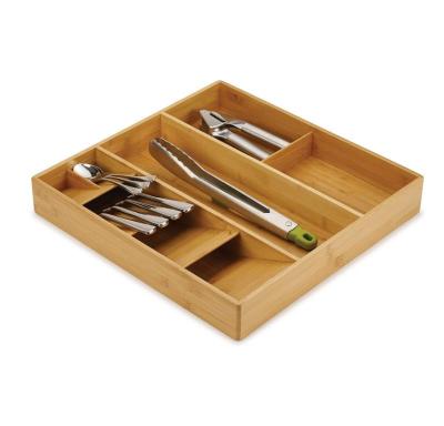 China Viable High Quality Wooden Bamboo Flatware Tray Kitchen Drawer Organizer Bamboo Utensil Holder Organizer for sale