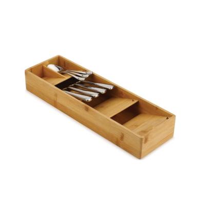 China Sustainable Multifunctional Bamboo Kitchen Silverware Drawer Organizer Bamboo Utensil Cutlery Organizer Tray for sale