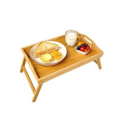 China Eco-Friendly Eco-Friendly Wooden Serving Tray Bamboo Breakfast Tray Folding Bed Table Tray with Foldable Legs for sale