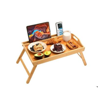 China Eco-Friendly Large Bamboo Eco-Friendly Folding Tray With Handles And Legs Kitchen Serving Foldable Breakfast Tray for sale