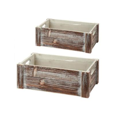 China Durable Material Rustic Indoor Decorative Rectangular Wooden Flower Pots Charred Wood Planter Boxes for sale