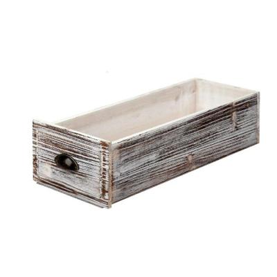 China Durable Material Decorative Storage Crate Indoor Small Plant Stand Holder Whitewashed Wood Expanded Planter Box for sale