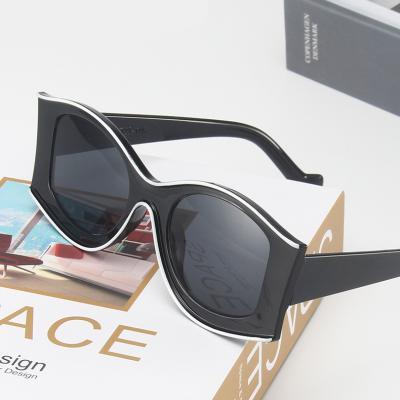 China 2022 Oval Fashion Designer Trendy Woman Oval Frames Shades Sunglasses Oversized Concave Sun Lenses Large for sale