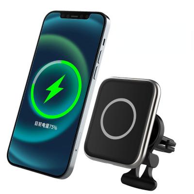 China QI 15w Magnetic Car Charger Phone Holder Wireless Air Vent Cell Phone Mag Safe Wireless Car Charger With Bracket For Phone for sale