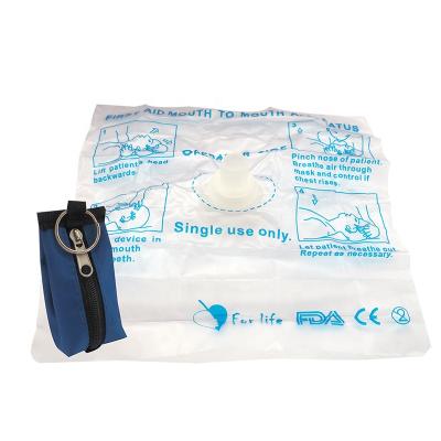 China Disposable PVC CPR Pocket Mask One Valve CPR Face Shield for sale