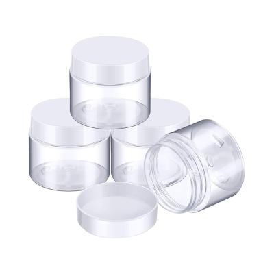 China China Supplier 2oz Portable Plastic Jar Jars Round Clear Leak Proof Container Plastic Cosmetic Jars With White Lids For Travel Storage for sale