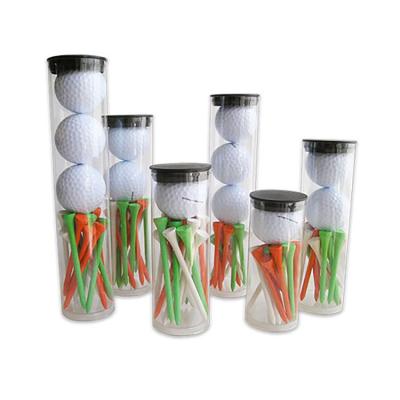 China Clear PVC PC Round Promotional Golf Ball Packaging Tube Golf Ball Tube Package for sale