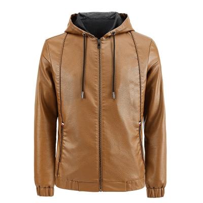 China Custom Men's Spring Leather Jacket QUICK DRY Autumn Casual Motorbike Coat Hooded for sale