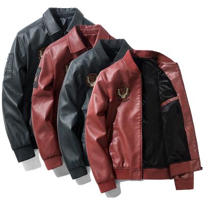 China Indian style QUICK DRY man's embroidery leather jacket autumn and winter pilot jacket clothing locomotive trend adds velvet men's jackets for sale