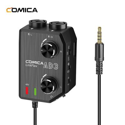 China COMICA LinkFlex AD3 Mixer Two-Channel XLR 3.5mm Preamp Mixer Adapter Audio Interface 6.35mm for Camera and Smartphone for sale