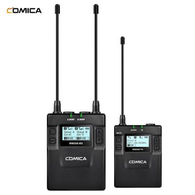 China COMICA Microphone CVM-WM300(C) 96 UHF Channels Metal Lavalier Wireless Microphone Compatible with DSLR and Camcorder for sale