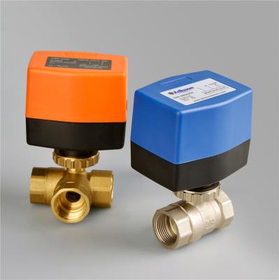 China PN20 3 Point Type Electric Ball Valve , Motorized Brass 3 Way Ball Valve 1/2’’ Port Size for sale