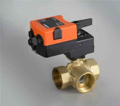 China 3 Way Mini Spring Return Motorized Brass Ball Valve for Automatic Control for sale