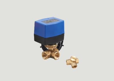 China DC24V Two-Position Electric Motor-Driven Valves Mini Electric Actuator Mounted 3 Way Brass Ball Valve for sale