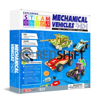 China STEAM DIY Led DIY 89761 Children Art and Craft Toys Toy Car STEM Tank Vehicle OEM ODM Wooden Educational Kit Child DIY 89761 for sale