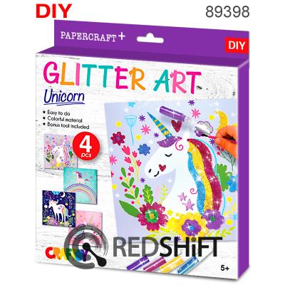 China DIY Glitter Sticker Card Canvas Art and Craft Unicorn Paper Craft Kit Painting Drawing Kid 89398 for sale