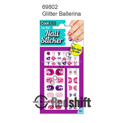 China Glitter Ballerina 3D Temporary Nail Sticker For Kid Nail Tattoo Stickers for sale