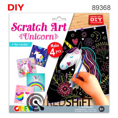 China Magic Colorful Scratch Paper Art Unicorn Toy Educational Kids DIY Board to Scratch Paper Painting for sale