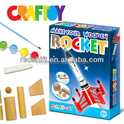 China En71 Children's Wooden Project Designing Kit Color Your Wooden Rocket Big for sale