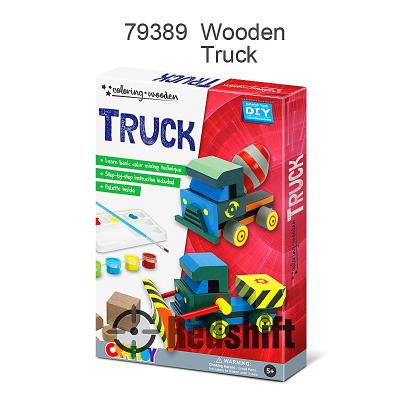 China China Color Your Wooden Truck Toy Set Art And Craft Coloring Child Toy for sale